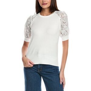 Elie Tahari Womens  Felicity Crochet Sweater, White